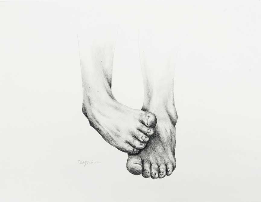 Graphite Drawing of Feet by Kristina Hagman